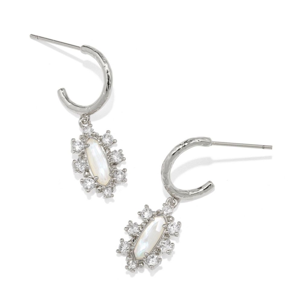 Open Box - Kendra Scott Emma Crystal Framed Huggie Earrings - Silver/White Mix