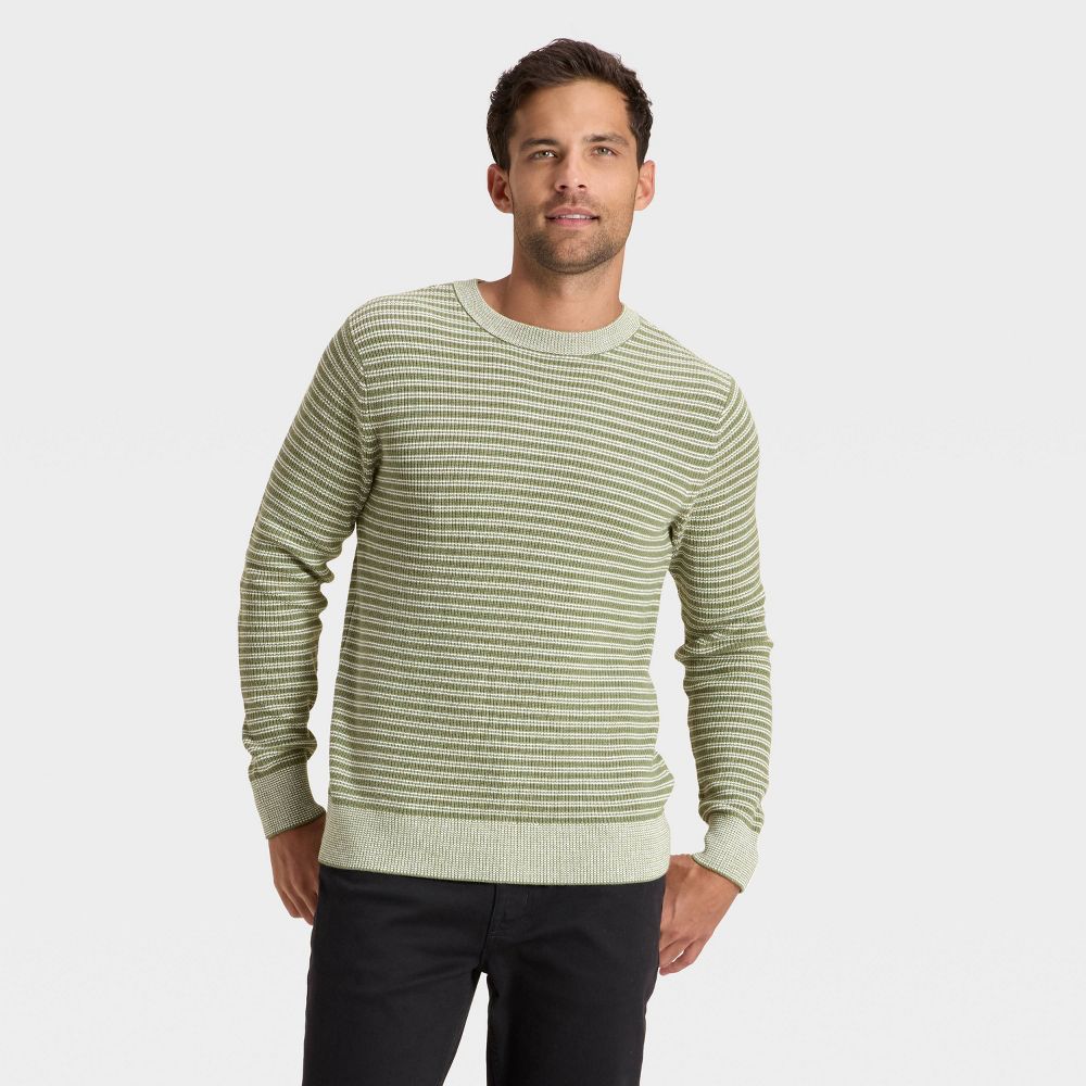 Open Box - Men's Textured Striped Crewneck Sweater - Goodfellow & Co™ Green L