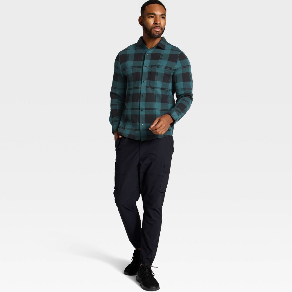 New - Men's Shirt Jacket - All In Motion™ Teal Plaid M