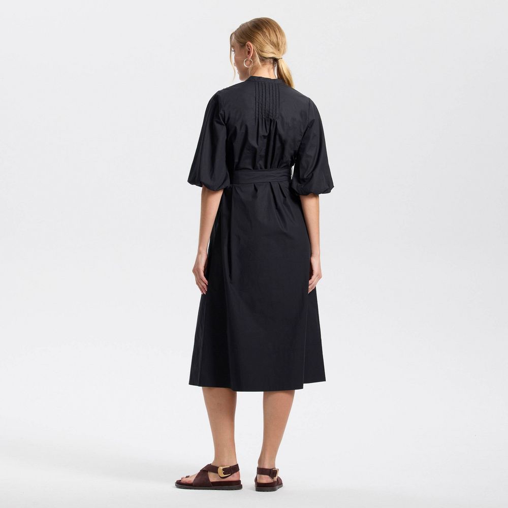 New - Women's Puff Elbow Sleeve Midi Shirtdress - Universal Thread™ Black XS