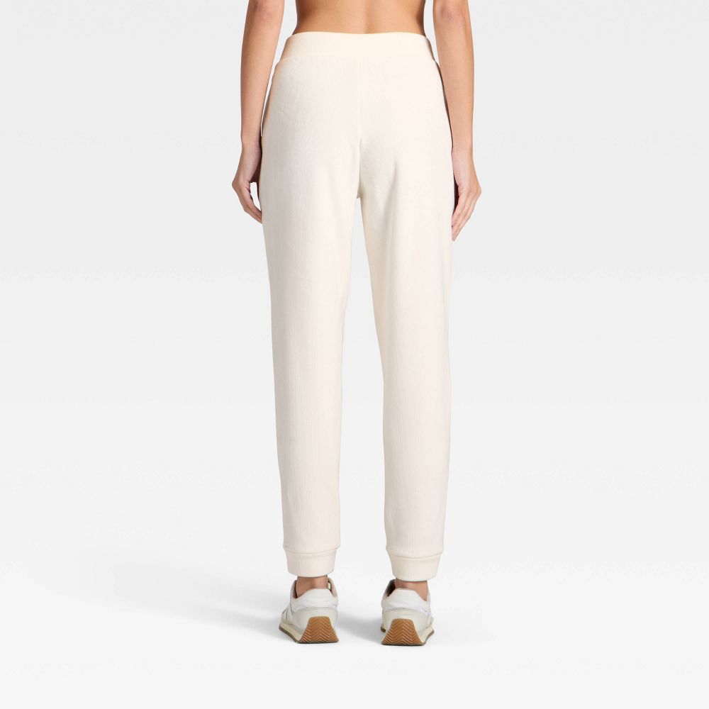 New - Women's Velour Ribbed Jogger Sweatpants - All In Motion™ Cream XL