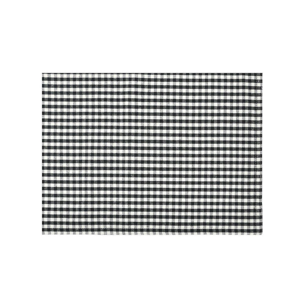 New - 4pk Cotton Gingham Placemats White/Black - Lush Décor: Kitchen Decor, Classic Plaid, Rectangle, Machine Washable