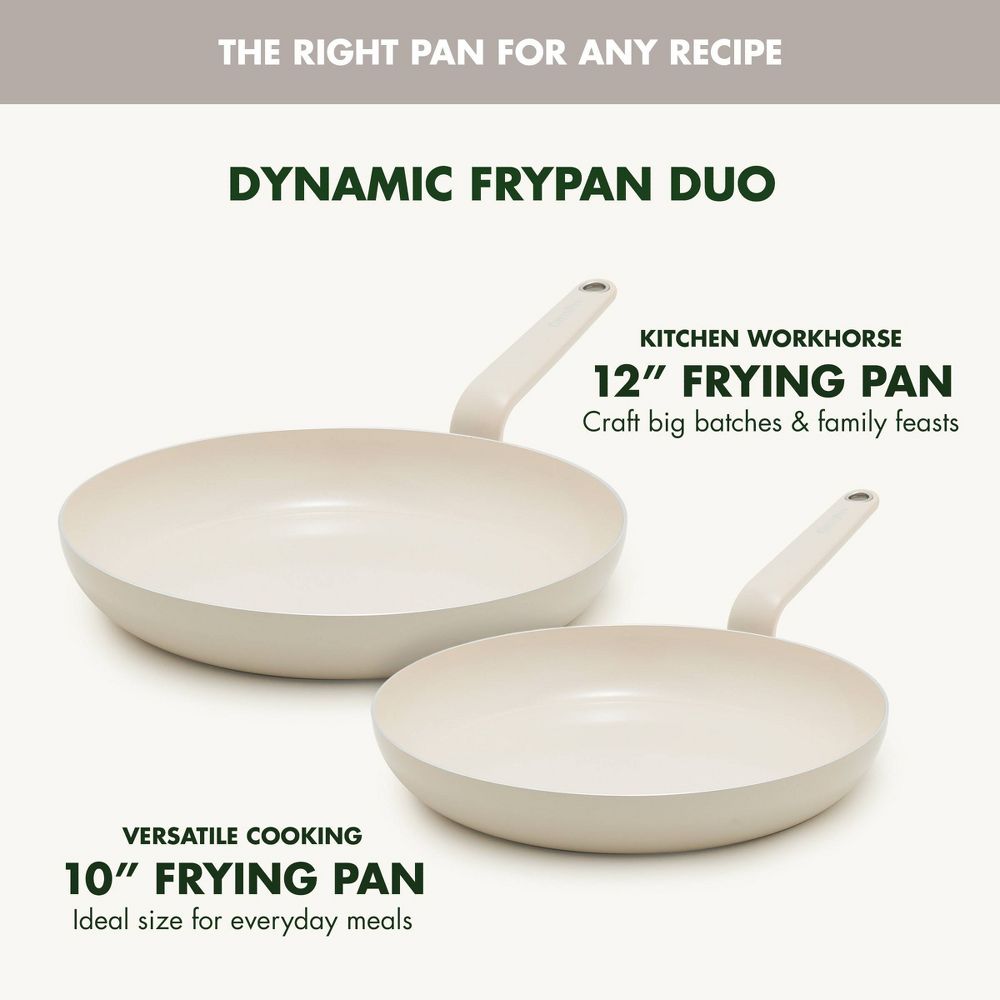 New - GreenPan Rio Advanced 2pc (10" and 12") Ceramic Nonstick Fry Pan Set Cream