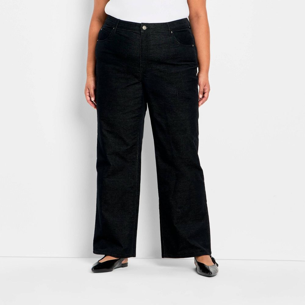 New - Women's Mid-Rise Bootcut Leg Flocked Pants - Future Collective Black 22