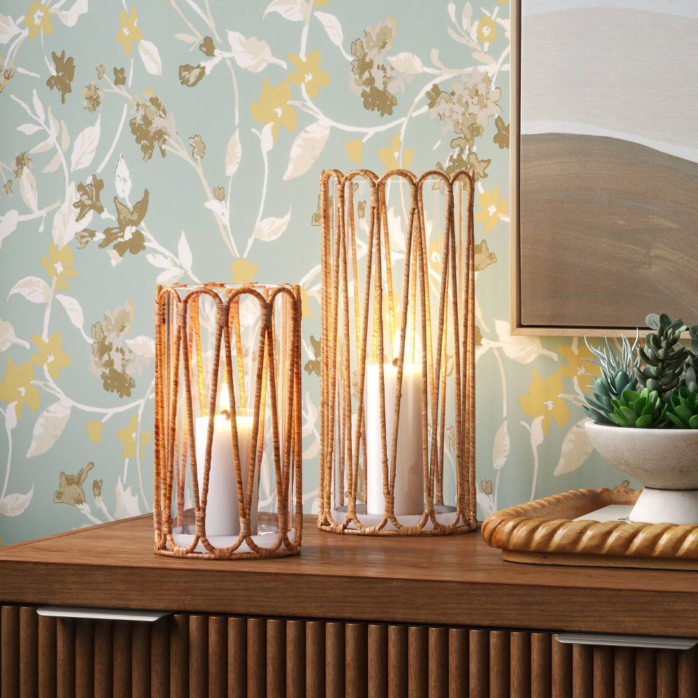 New - Tall Rattan Wrapped Hurricane Candle Holder - Threshold™