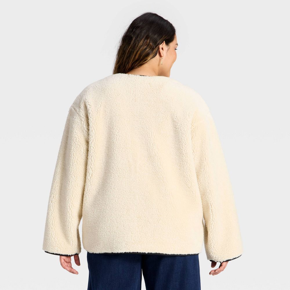 New - Women's Faux Sherling Coat - Universal Thread™ Cream 3X