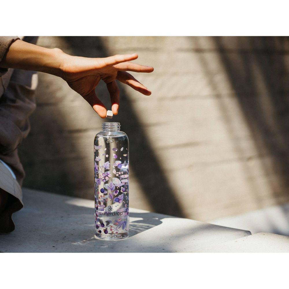 New - Waterdrop Microdrinks 20oz Purple Floral Water Bottle