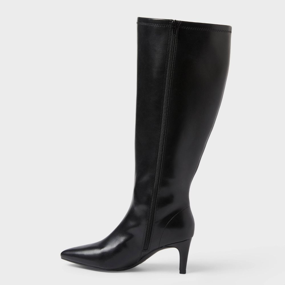 New - Women’s Nelly Under Knee Heeled Boots with Memory Foam Insole - A New Day™ Black 5W