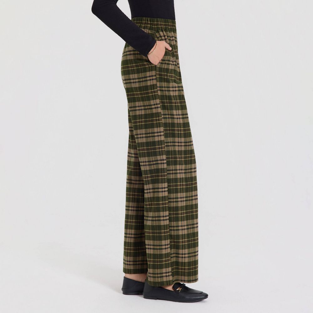 New - Women's Mid-Rise Wide Leg Suit Pants - A New Day™ Green Plaid XL