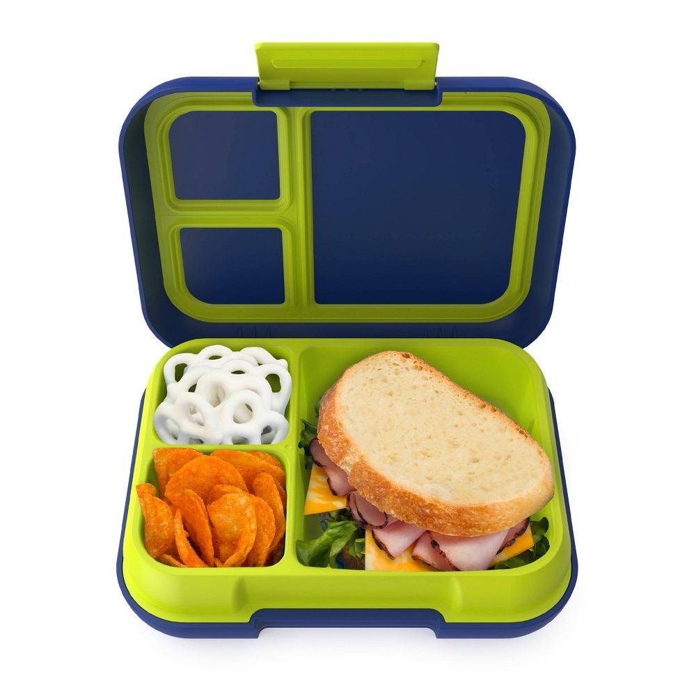 Open Box - Bentgo Pop Leakproof Bento-Style Lunch Box with Removable Divider-3.4 Cup - Navy Blue/Chartreuse: BPA-Free, Hard Case, for Ages 8+