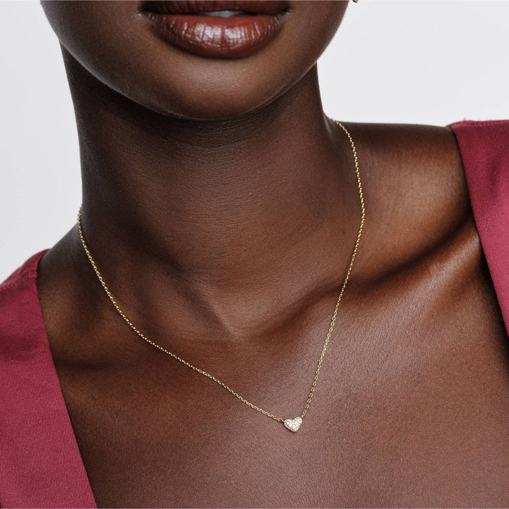 Open Box - Kendra Scott Anna Pave Pendant Necklace and Huggie Earring Set 2pc - Gold