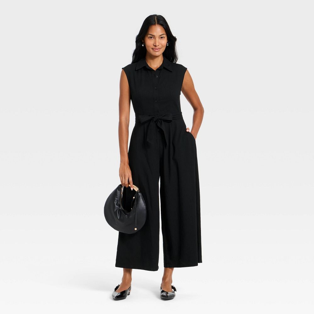 New - Women's Belted Jumpsuit - A New Day™ Black L