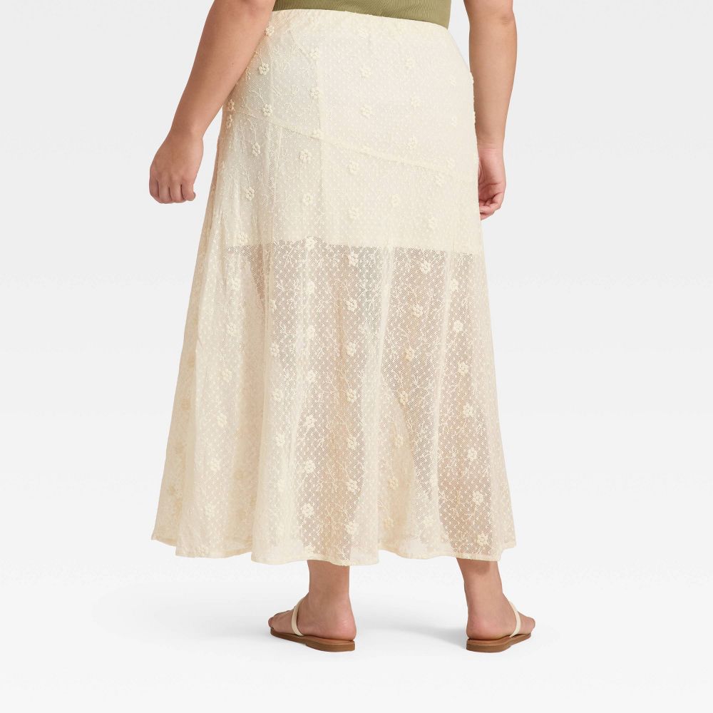 New - Women's Lace Maxi A-Line Skirt - Universal Thread™ Cream 2X