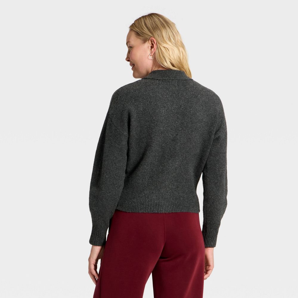 New - Women's Long Sleeve Heart Button Cardigan Sweater - A New Day™ Charcoal Gray XS