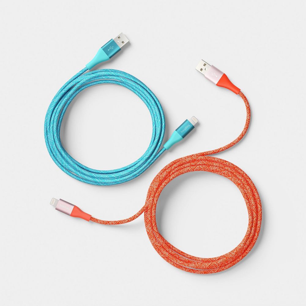 New - 10ft USB-A to Lightning Braided Cable - 2pk - heyday™ Turquoise Poppy