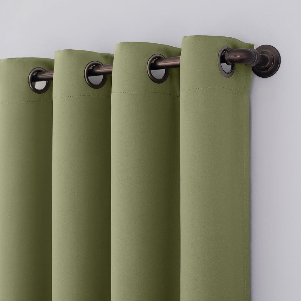 New - 52"x84" Sun Zero 100% Blackout Oslo Theater Grade Grommet Curtain Panel Sage Green: Modern Energy Efficient Indoor