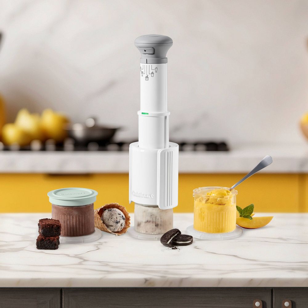 New - Cuisinart FastFreeze 5-in-1 Ice Cream, Sorbet, Milkshakes, Slushies and Mix-In Frozen Dessert Maker, Includes 3 Mixing Cups with Lids ICE-FD10