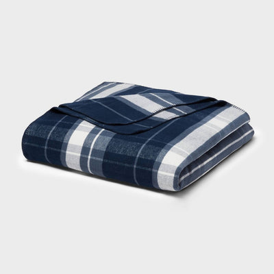 Open Box - King Brushed Cotton Blanket Blue Plaid - Threshold™