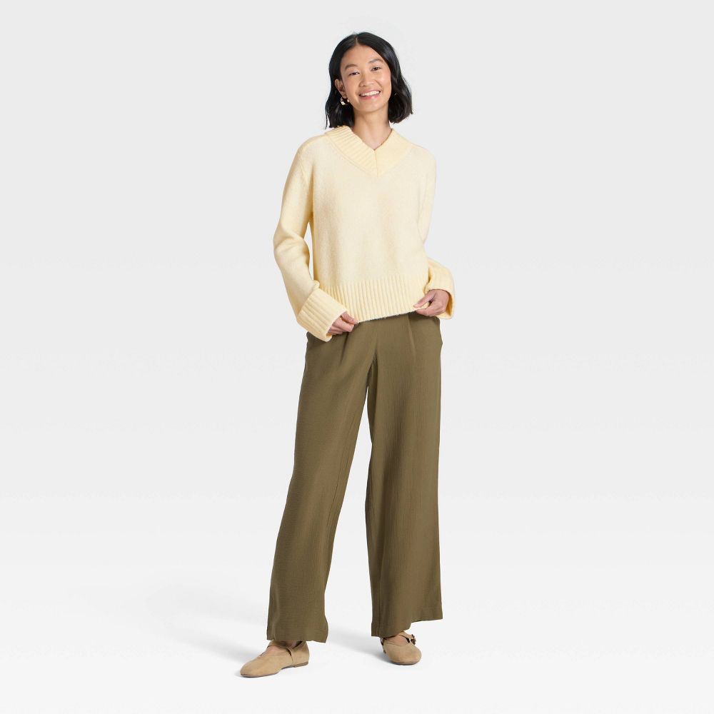 Open Box - Women's Cozy Knit Boxy Pullover Sweater - A New Day™ Cream XL