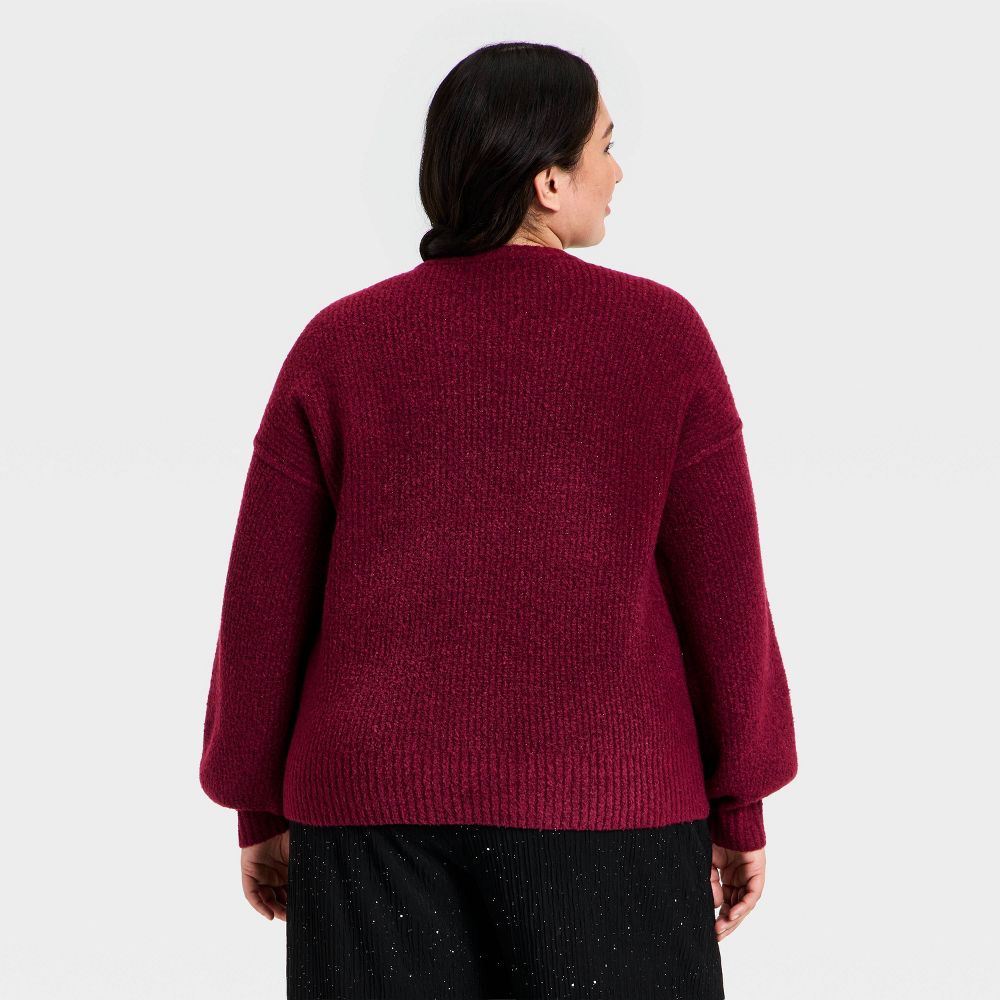 New - Women's Holiday Pullover Sweater - Ava & Viv™ Burgundy 1X