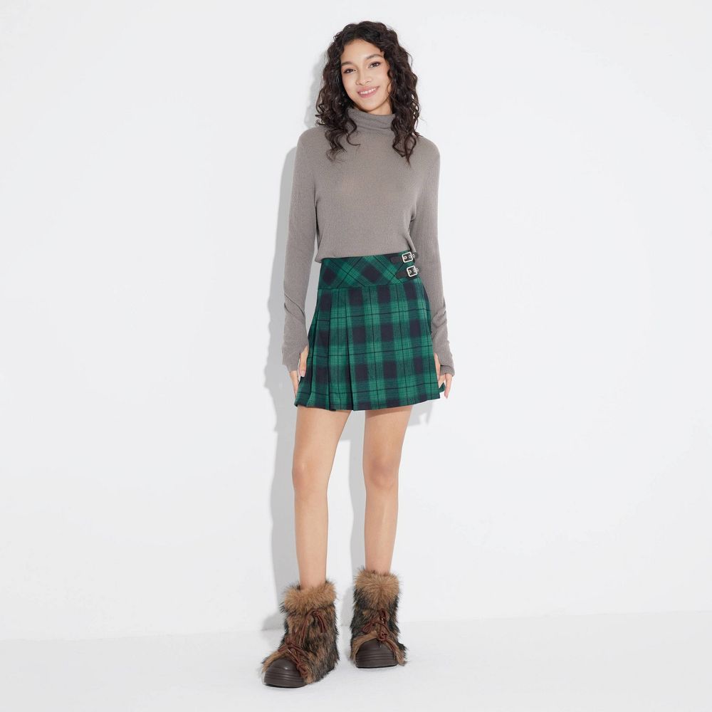 New - Women's Mini Skirt - Wild Fable™ Green Plaid 2