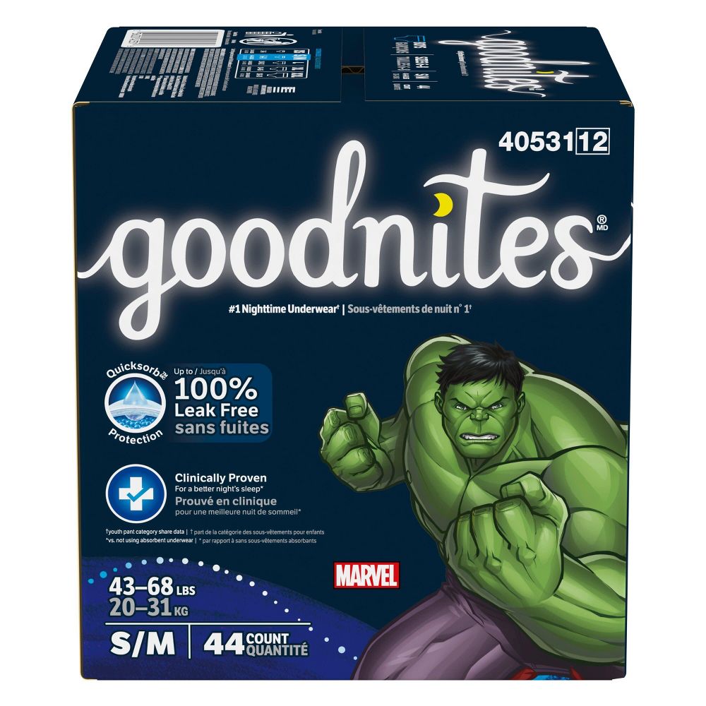 New - Goodnites Boys' Nighttime Underwear - S/M - 44ct