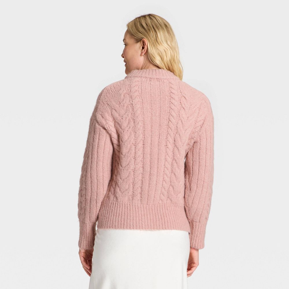 New - Women's Cabled Sweater - A New Day™ Pink XL