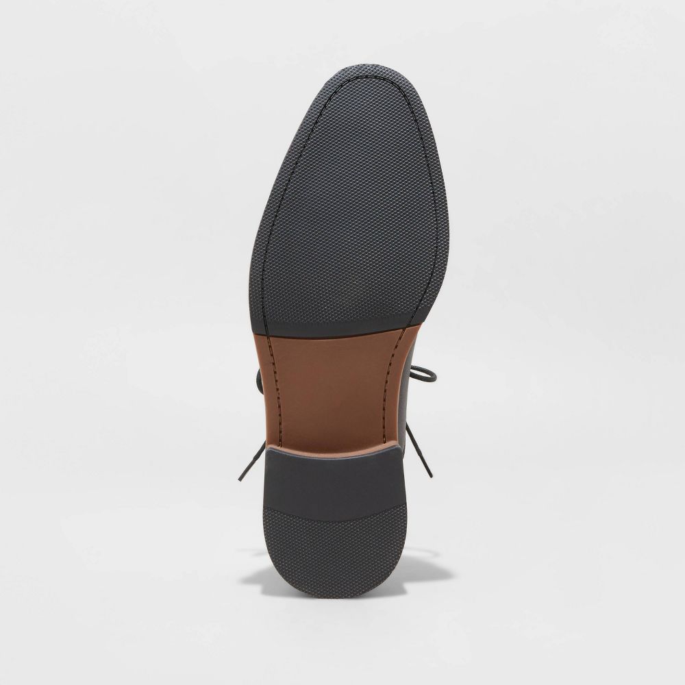 Open Box - Men's Leo Dress Shoes with Memory Foam Insole - Goodfellow & Co™ Black 11W: Lace Up, Wide Fit, Cushioned Footbed
