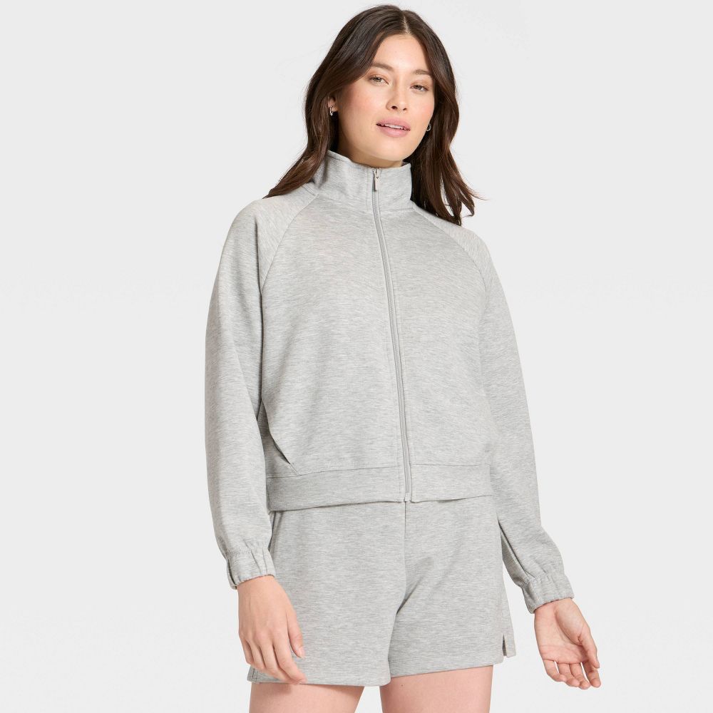 New - Women's Airy Sleek Full Zip Jacket - All In Motion™ Heathered Gray XL