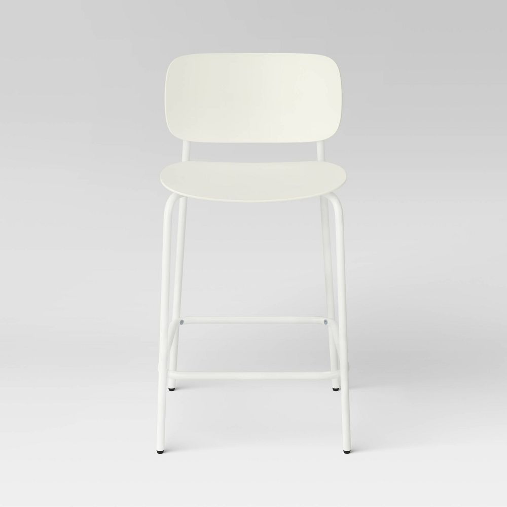 New - Set of 2, 24" Molded Plastic with Metal Base Counter Height Barstools White - Room Essentials™