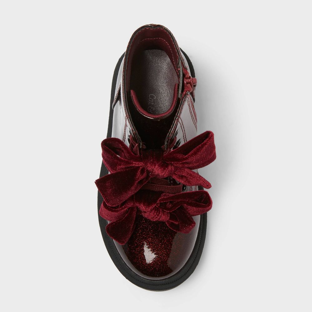 New - Toddler Estes Shimmer Combat Boots - Cat & Jack™ Burgundy 6T