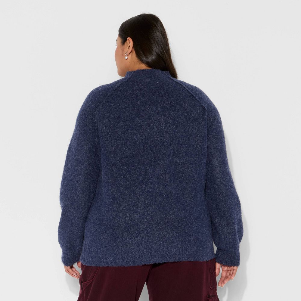 New - Women's Turtleneck Boucle Tunic Pullover Sweater - Wild Fable™ Navy Blue 2X