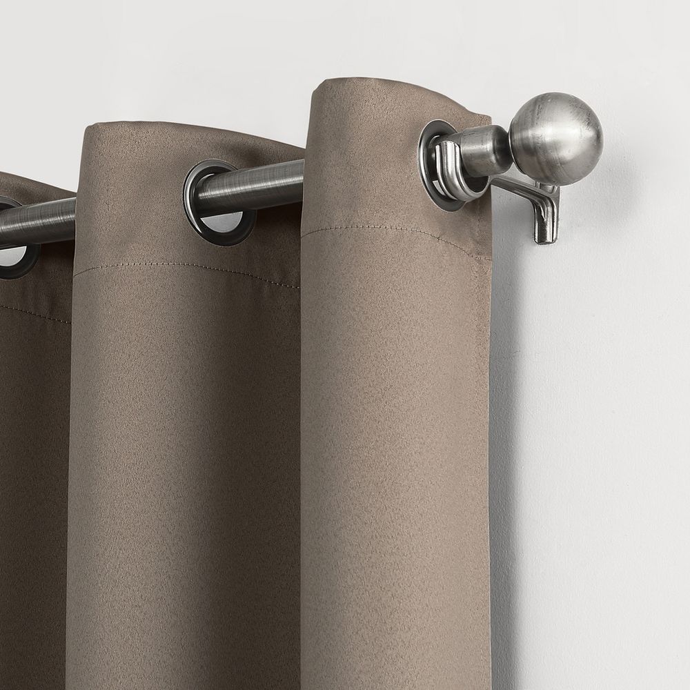 New - 52"x84" Sun Zero Blackout Oslo Theater Grade Grommet Curtain Panel Taupe: Modern, Energy Efficient, Noise Reduction