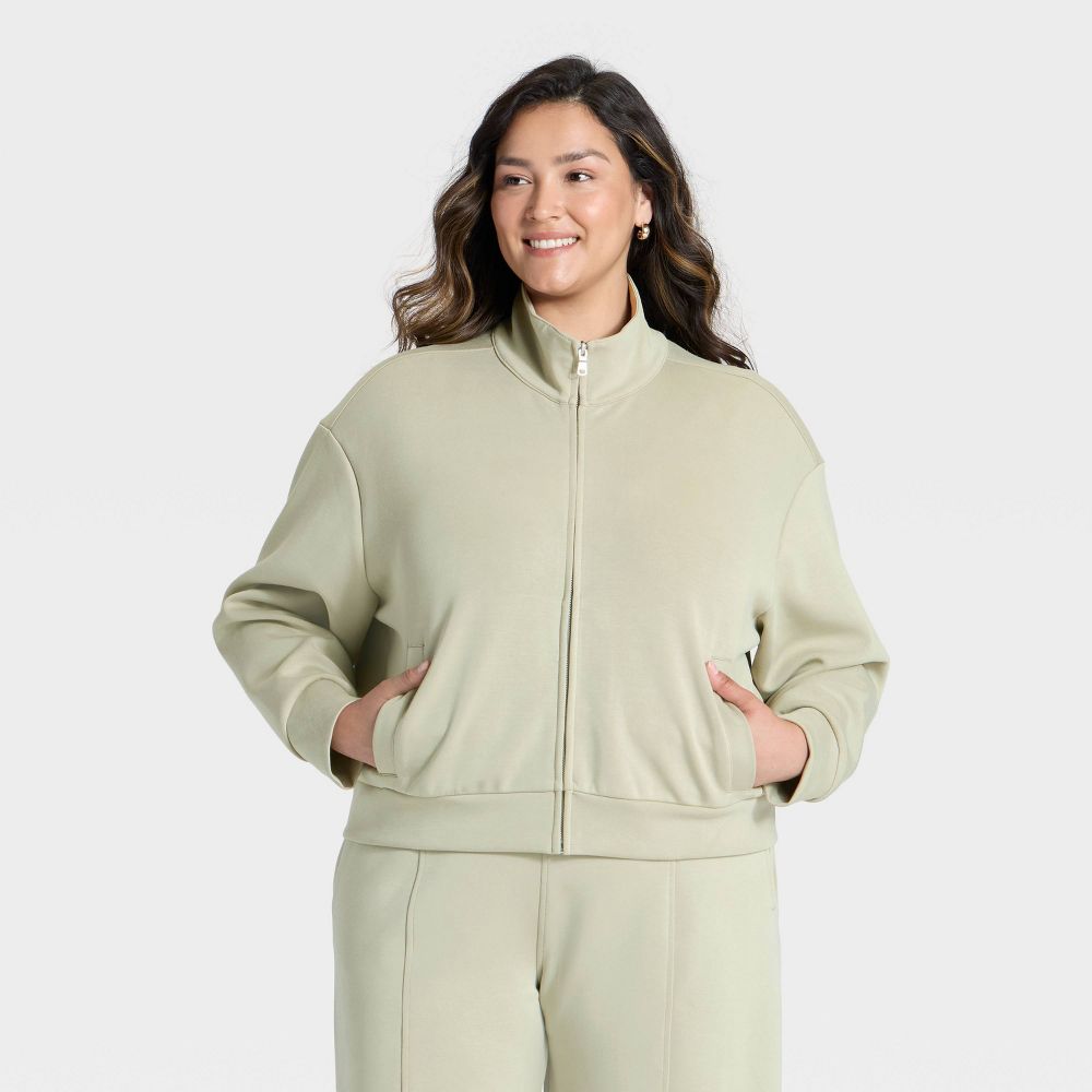 New - Women's Sandwash Zip-Up - A New Day™ Light Green XXL