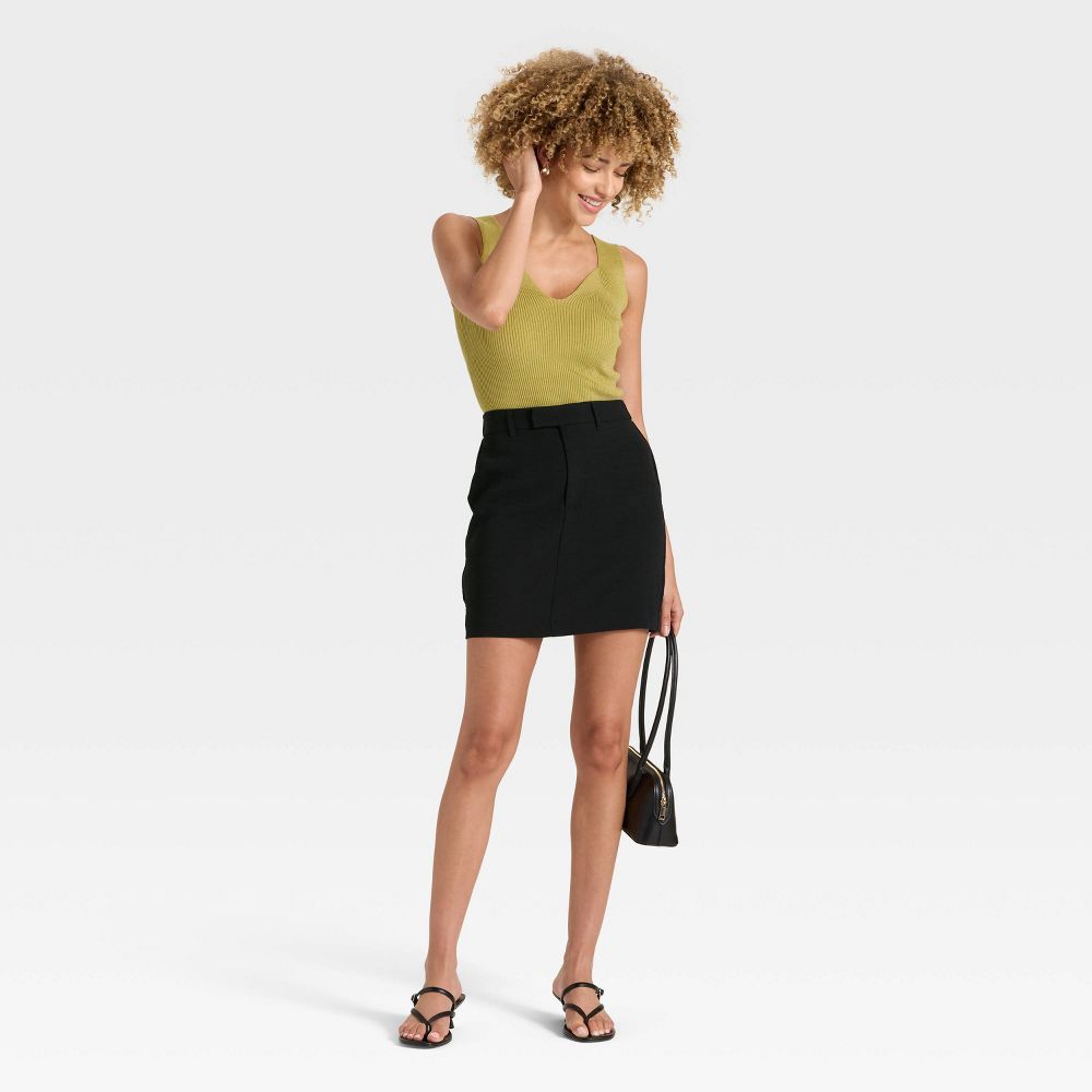 New - Women's Tailored Mini A-Line Skirt - A New Day™ Black XL