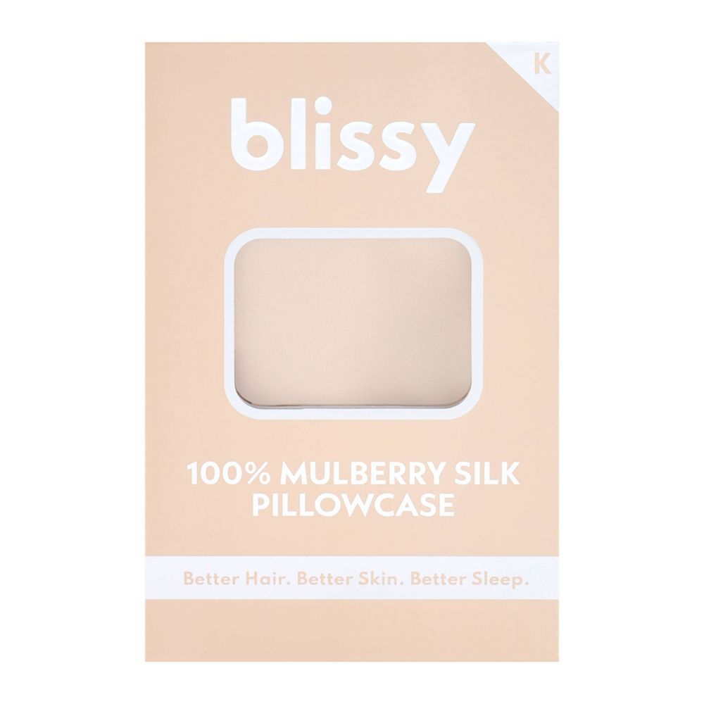 New - Blissy King 600 Thread Count Silk Pillowcase Natural Beige