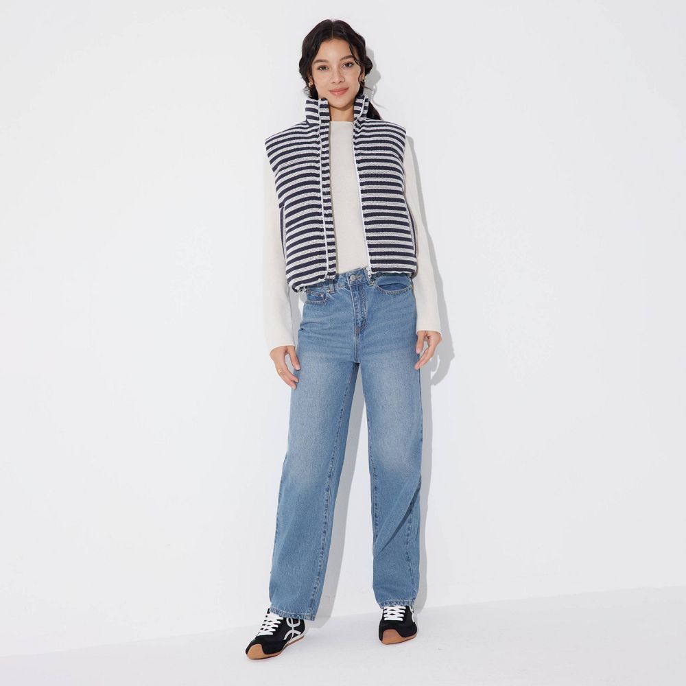 New - Women's Knit Vest - Wild Fable™ Navy Blue Striped XS