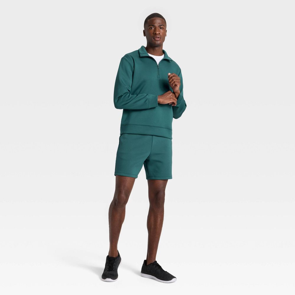 New - Men's Sleek Spacer Half Zip Sweatshirt - All In Motion™ Teal Blue M