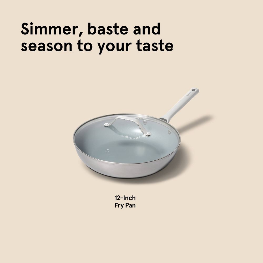 New - 12" Nonstick Ceramic Coated Stainless Steel Frying Pan with Cover - Figmint™
