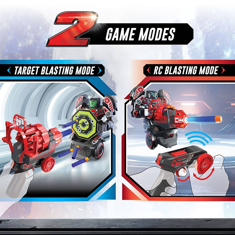 New - ROBO RAPIDFIRE Silverlit 2-in-1 Remote Control Blasting Robot with Rechargeable Battery, Lights, Sounds and Soft Dart Blaster