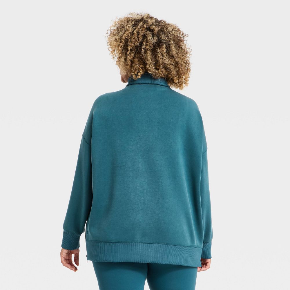 New - Women's Airy Sleek Funnel Neck Sweatshirt - All In Motion™ Blue L