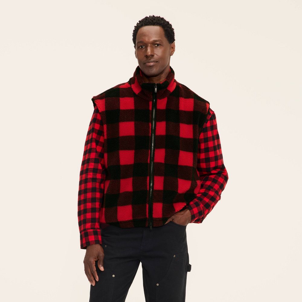 Open Box - Adult Buffalo Check Fleece Vest - Woolrich x Target Red/Black M