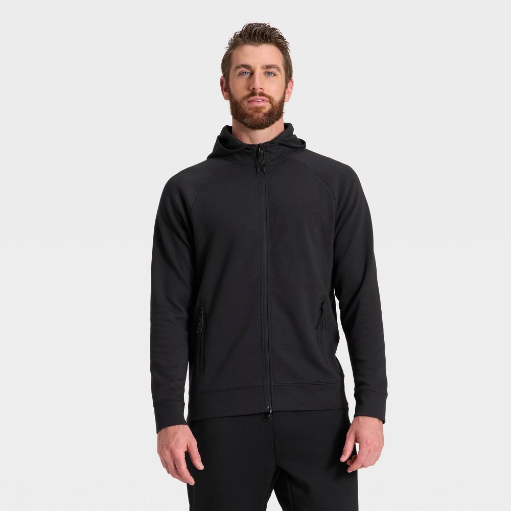New - Men's Siro Ponte Full Zip Hooded Sweatshirt - All In Motion™ Black XS