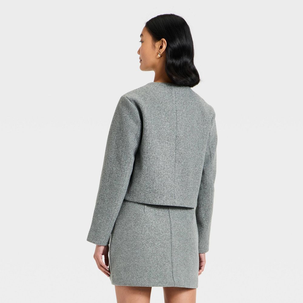 New - Women's Brushed Boucle Lady Jacket - A New Day™ Gray S