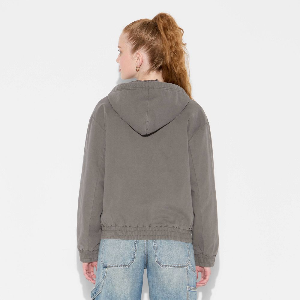 New - Women's Canvas Hooded Utility Jacket - Wild Fable™ Gray XXS