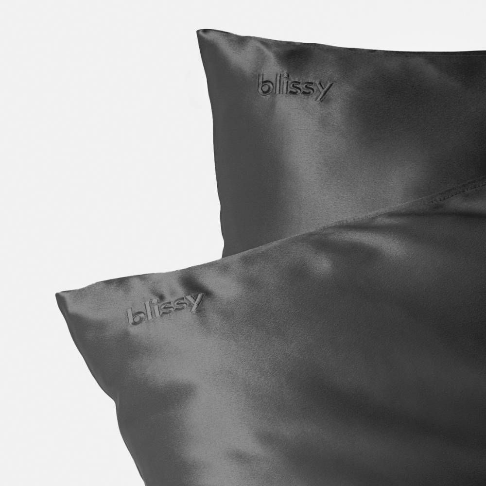 Open Box - Blissy Standard/Queen 600 Thread Count Silk Pillowcase Dark Gray