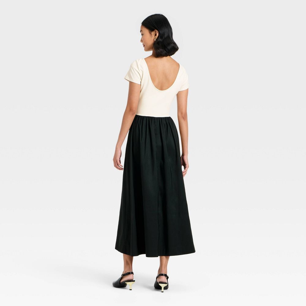 Open Box - Women's Backless Knit Maxi Dress - A New Day™ Cream/Black XS