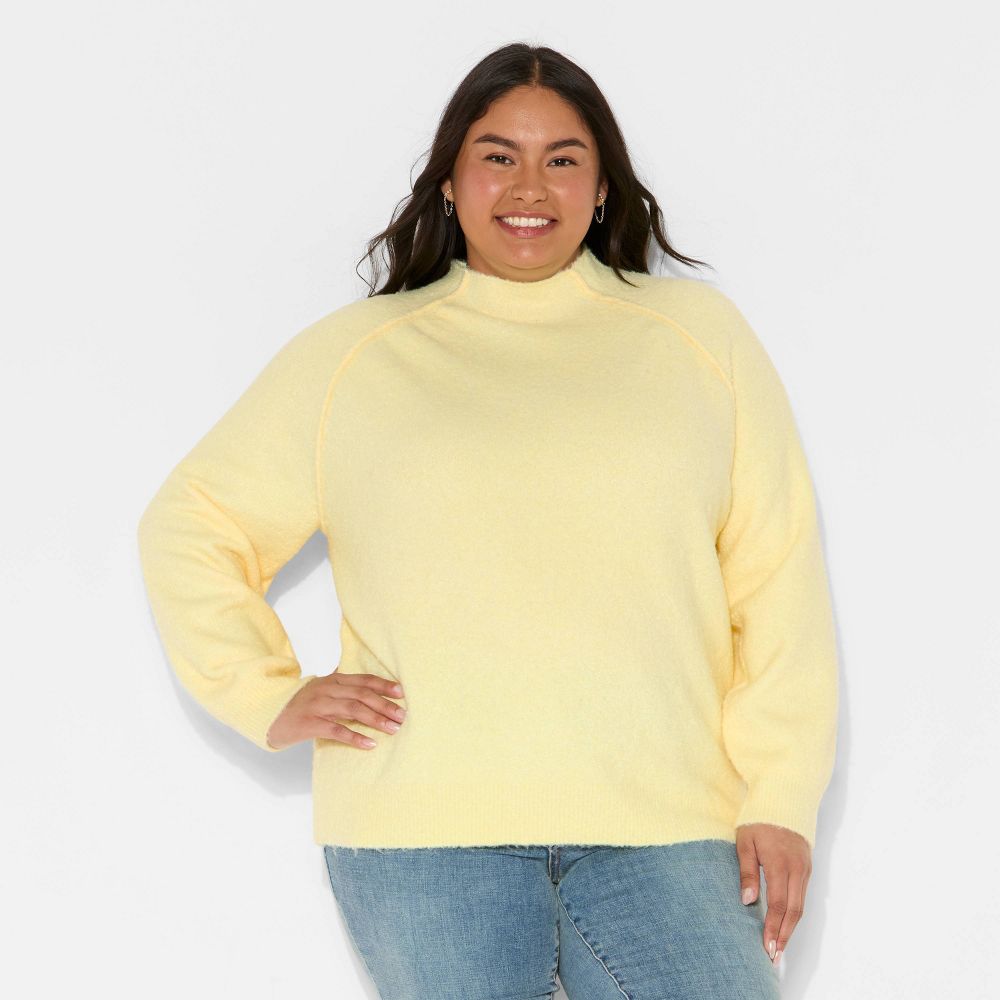 New - Women's Turtleneck Boucle Tunic Pullover Sweater - Wild Fable™ Yellow XXL