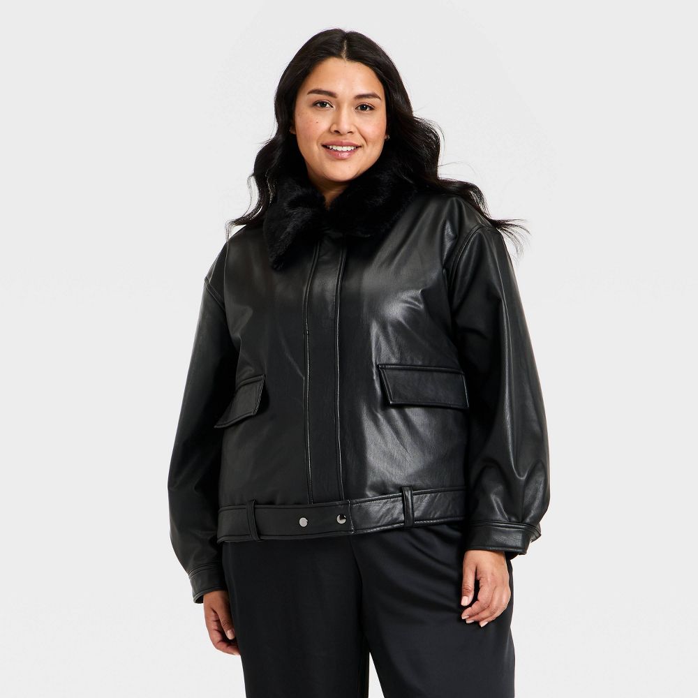 New - Women's Faux Leather Jacket - A New Day™ Black 3X
