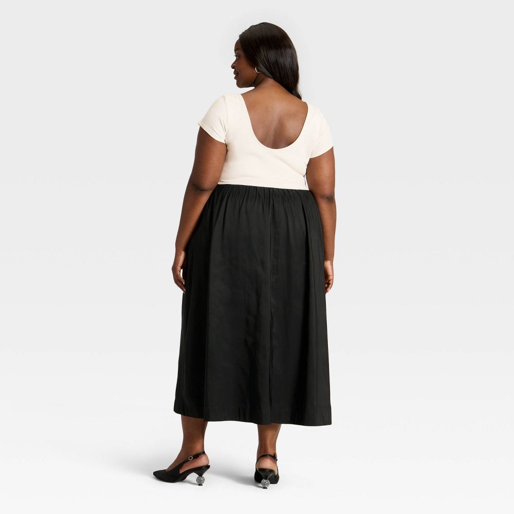 Open Box - Women's Backless Knit Maxi Dress - A New Day™ Cream/Black XXL